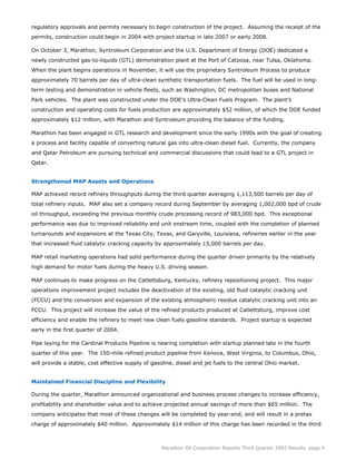 marathon oil 3rd Quarter 2003