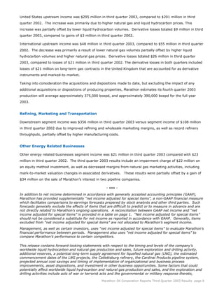 marathon oil 3rd Quarter 2003
