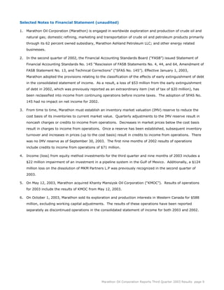 marathon oil 3rd Quarter 2003