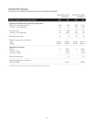 marathon oil   	  4th Quarter 2002