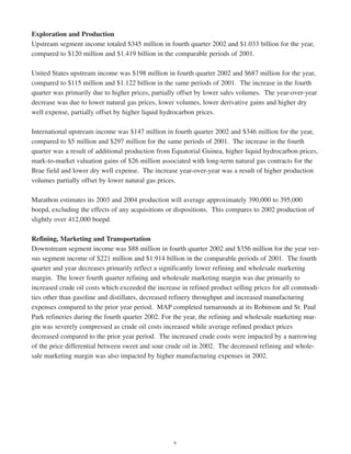 marathon oil   	  4th Quarter 2002