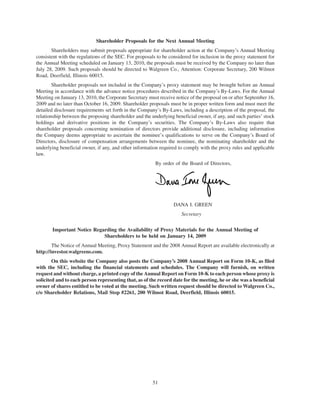 walgreen 2008 Proxy Statement