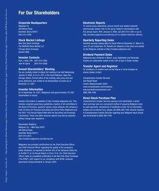 walgreen 2007 Annual Report