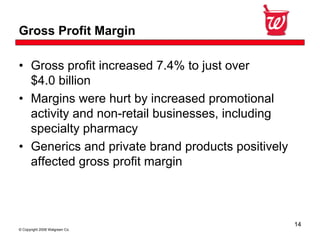 Walgreen Co. Fourth Quarter 2008 Earnings 