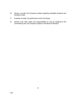  walgreen Nominating and Governance Committee Charter   	