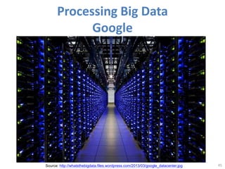 Processing Big Data
Google
45
Source: http://whatsthebigdata.files.wordpress.com/2013/03/google_datacenter.jpg
 