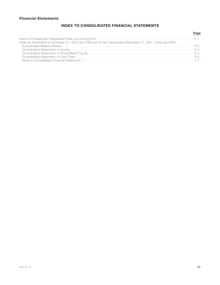 Financial Statements
INDEX TO CONSOLIDATED FINANCIAL STATEMENTS
Page
Report of Independent Registered Public Accounting Firm . . . . . . . . . . . . . . . . . . . . . . . . . . . . . . . . . . . . . . . . . . . . . . . F-1
Financial Statements at December 31, 2007 and 2006 and for the Years Ended December 31, 2007, 2006 and 2005:
Consolidated Balance Sheets . . . . . . . . . . . . . . . . . . . . . . . . . . . . . . . . . . . . . . . . . . . . . . . . . . . . . . . . . . . . . . . F-2
Consolidated Statements of Income . . . . . . . . . . . . . . . . . . . . . . . . . . . . . . . . . . . . . . . . . . . . . . . . . . . . . . . . . . . F-3
Consolidated Statements of Stockholders’ Equity . . . . . . . . . . . . . . . . . . . . . . . . . . . . . . . . . . . . . . . . . . . . . . . . . . . F-4
Consolidated Statements of Cash Flows . . . . . . . . . . . . . . . . . . . . . . . . . . . . . . . . . . . . . . . . . . . . . . . . . . . . . . . . F-5
Notes to Consolidated Financial Statements . . . . . . . . . . . . . . . . . . . . . . . . . . . . . . . . . . . . . . . . . . . . . . . . . . . . . . F-7
91MetLife, Inc.
 