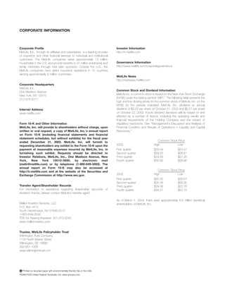 metlife 2003 Annual Report
