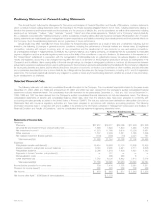 metlife 	2001 Annual Report