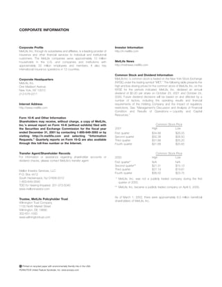 metlife 	2001 Annual Report