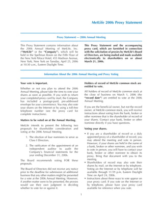 metlife Proxy Statement2006