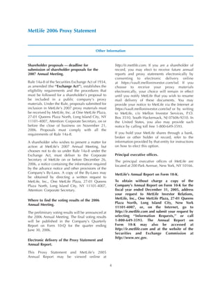 metlife Proxy Statement2006