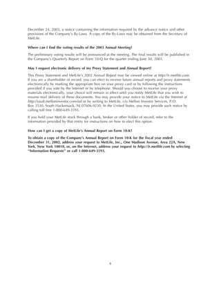 metlife Proxy Statement2003