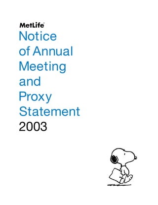 Notice
of Annual
Meeting
and
Proxy
Statement
2003
 