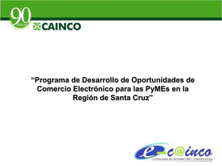 “Programa de Desarrollo de Oportunidades de
 Comercio Electrónico para las PyMEs en la
          Región de Santa Cruz”
 