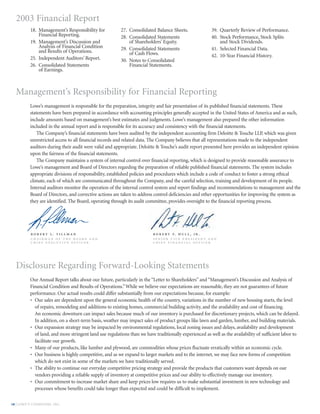 lowe's Annual Report2003