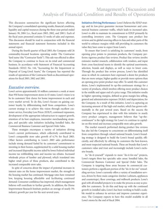 lowe's Annual Report2003