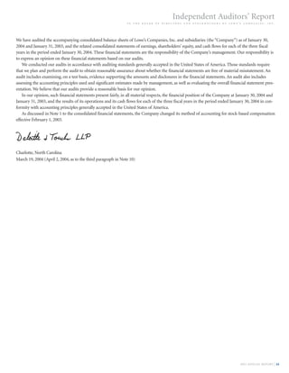 lowe's Annual Report2003