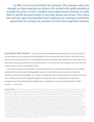 lowe's Annual Report2003