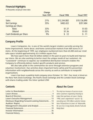 lowe's Annual Report1998