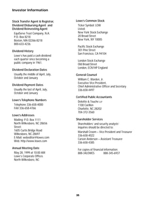 lowe's Annual Report1998