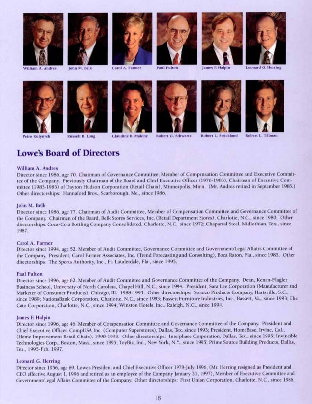 lowe's Annual Report1996