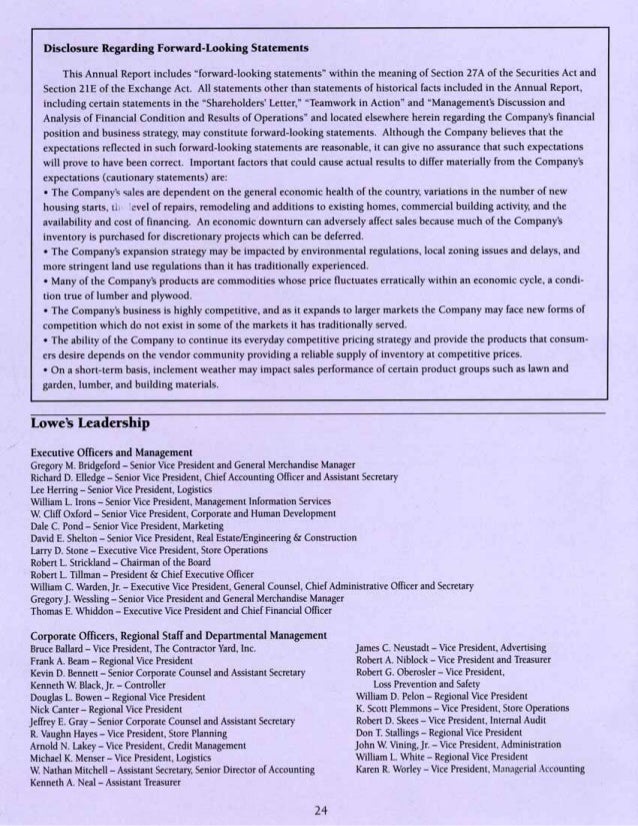 lowe's Annual Report1996