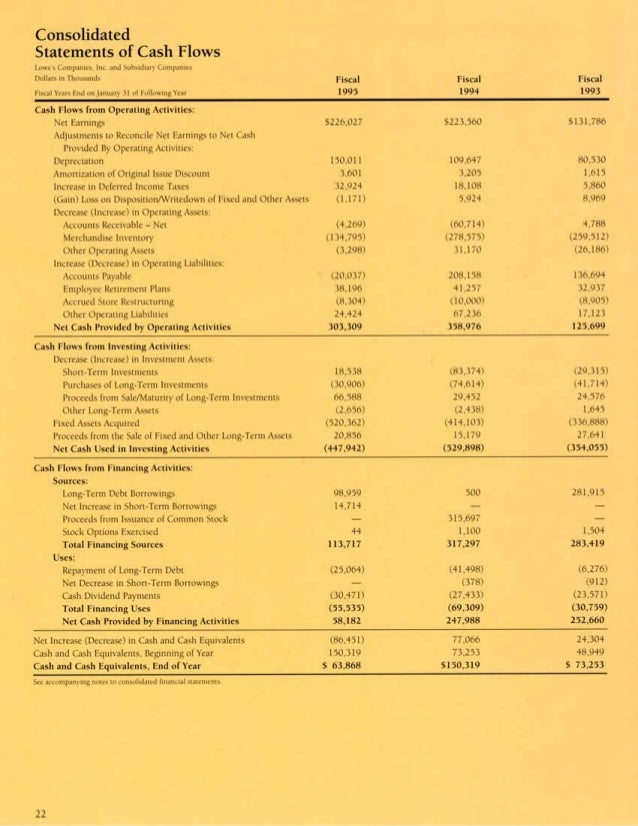 lowe's Annual Report1995