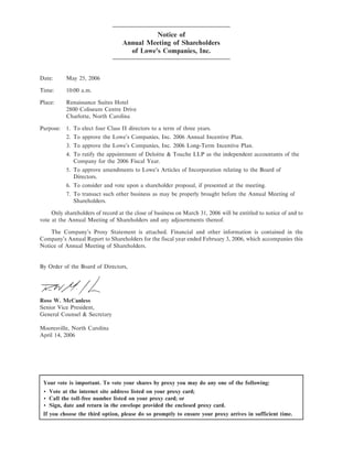 lowe's Proxy Statement 2006