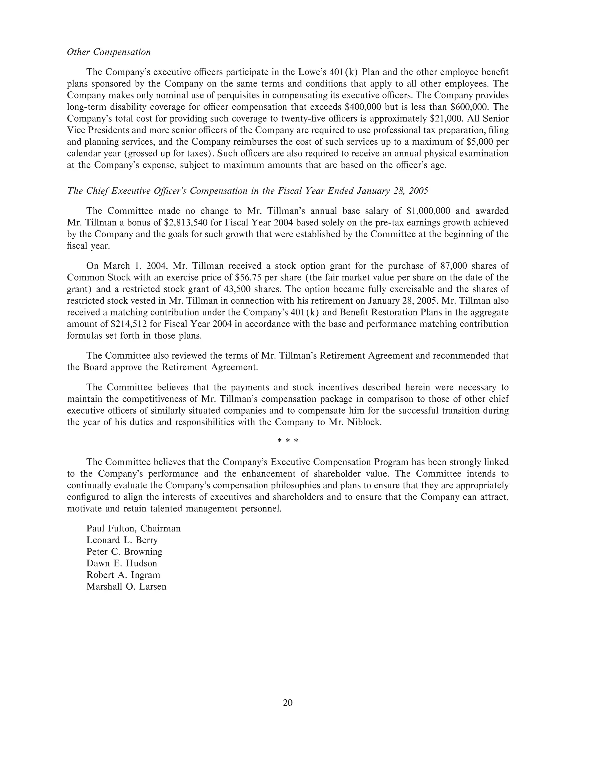 lowe's Proxy Statement 2005