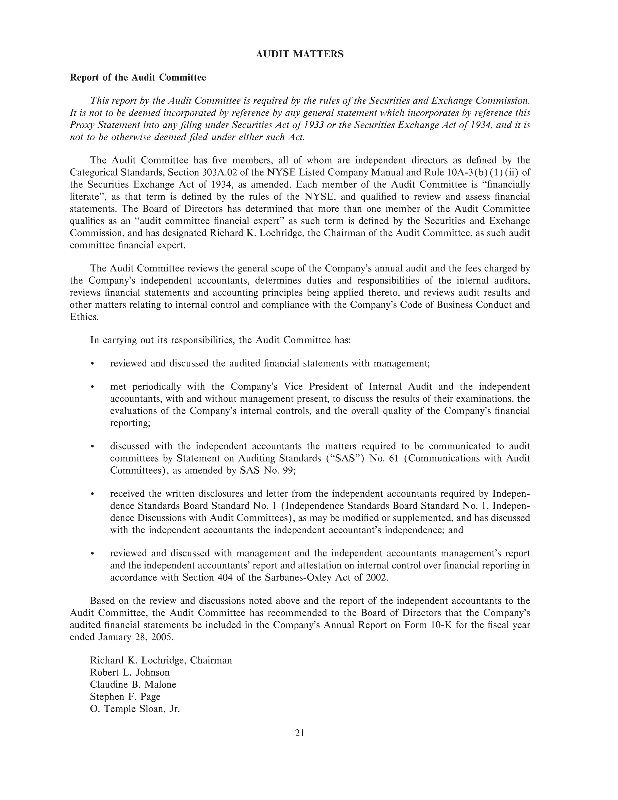 lowe's Proxy Statement 2005