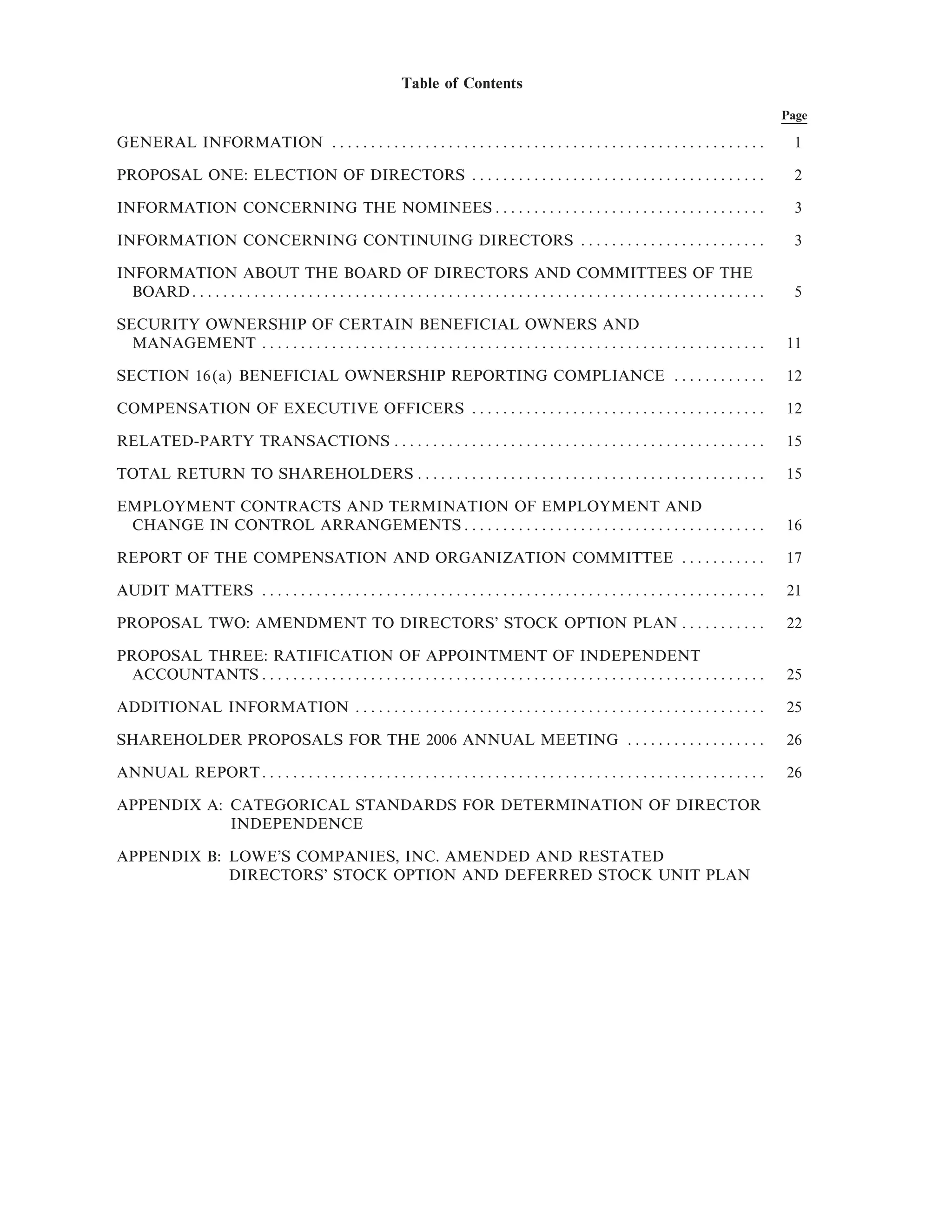 lowe's Proxy Statement 2005