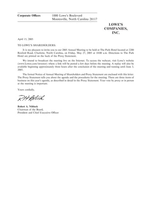 lowe's Proxy Statement 2005