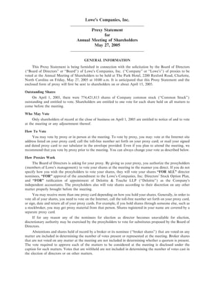 lowe's Proxy Statement 2005