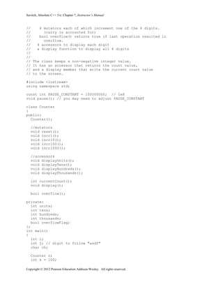 Absolute C++ 5th Edition Savitch Solutions Manual | PDF
