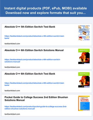 Absolute C++ 5th Edition Savitch Solutions Manual | PDF