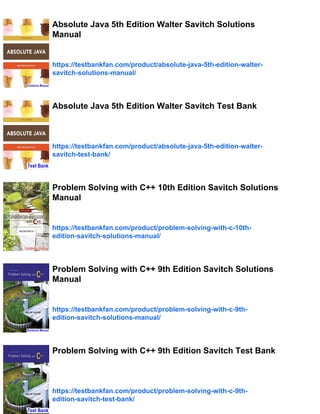 Absolute C++ 6th Edition Savitch Solutions Manual | PDF