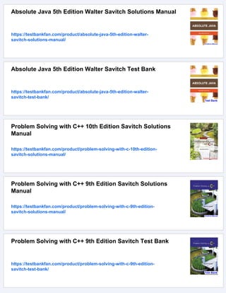Absolute C++ 6th Edition Savitch Solutions Manual | PDF
