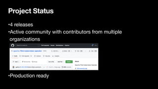 Project Status
•4 releases

•Active community with contributors from multiple
organizations 


•Production ready
 