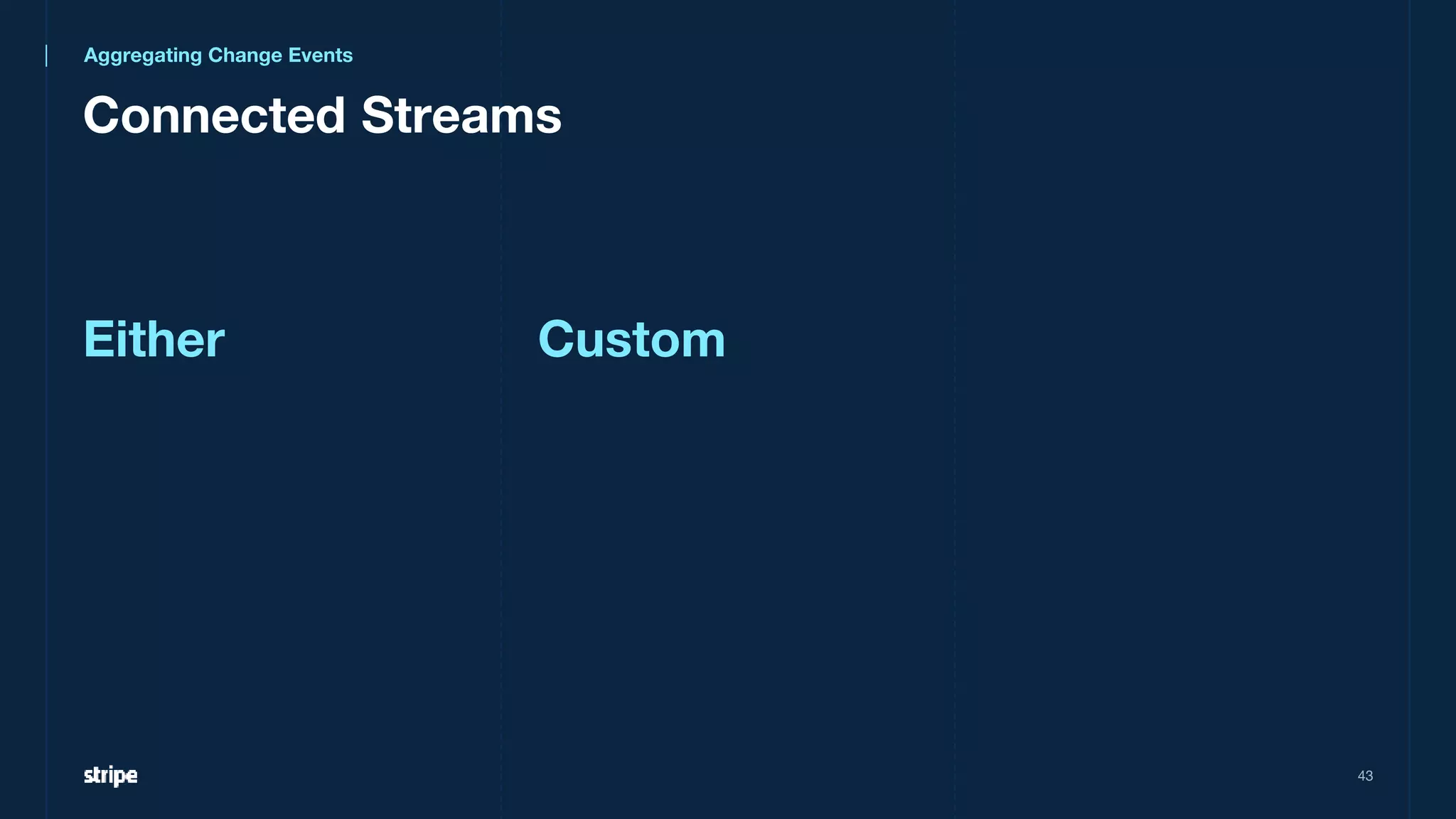 Connected Streams
43
Custom
Either
Aggregating Change Events
 