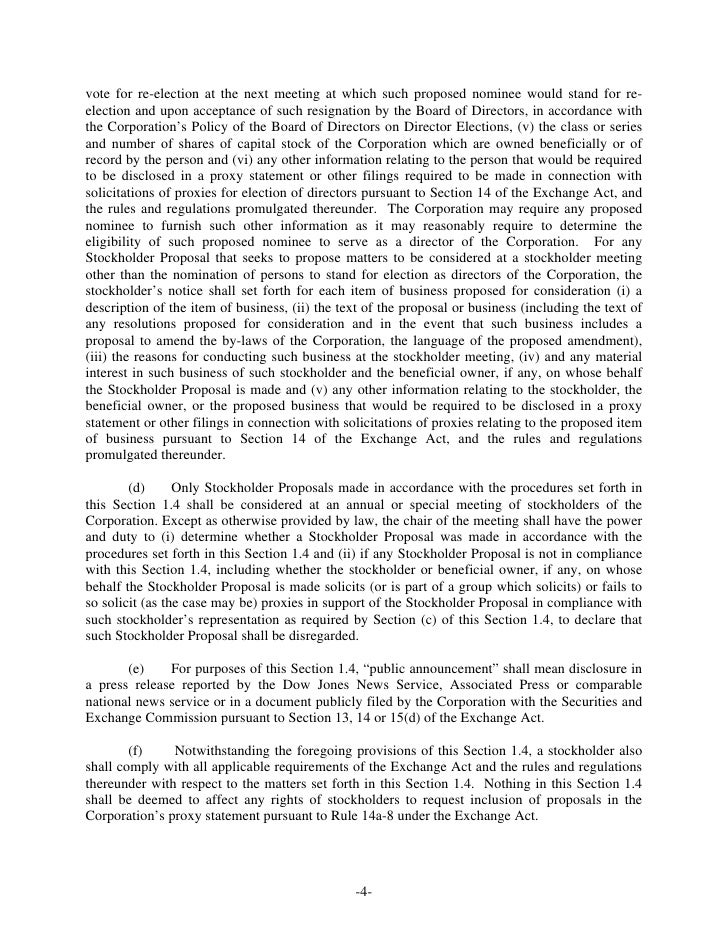 Archer Daniels Midland Company Bylaws