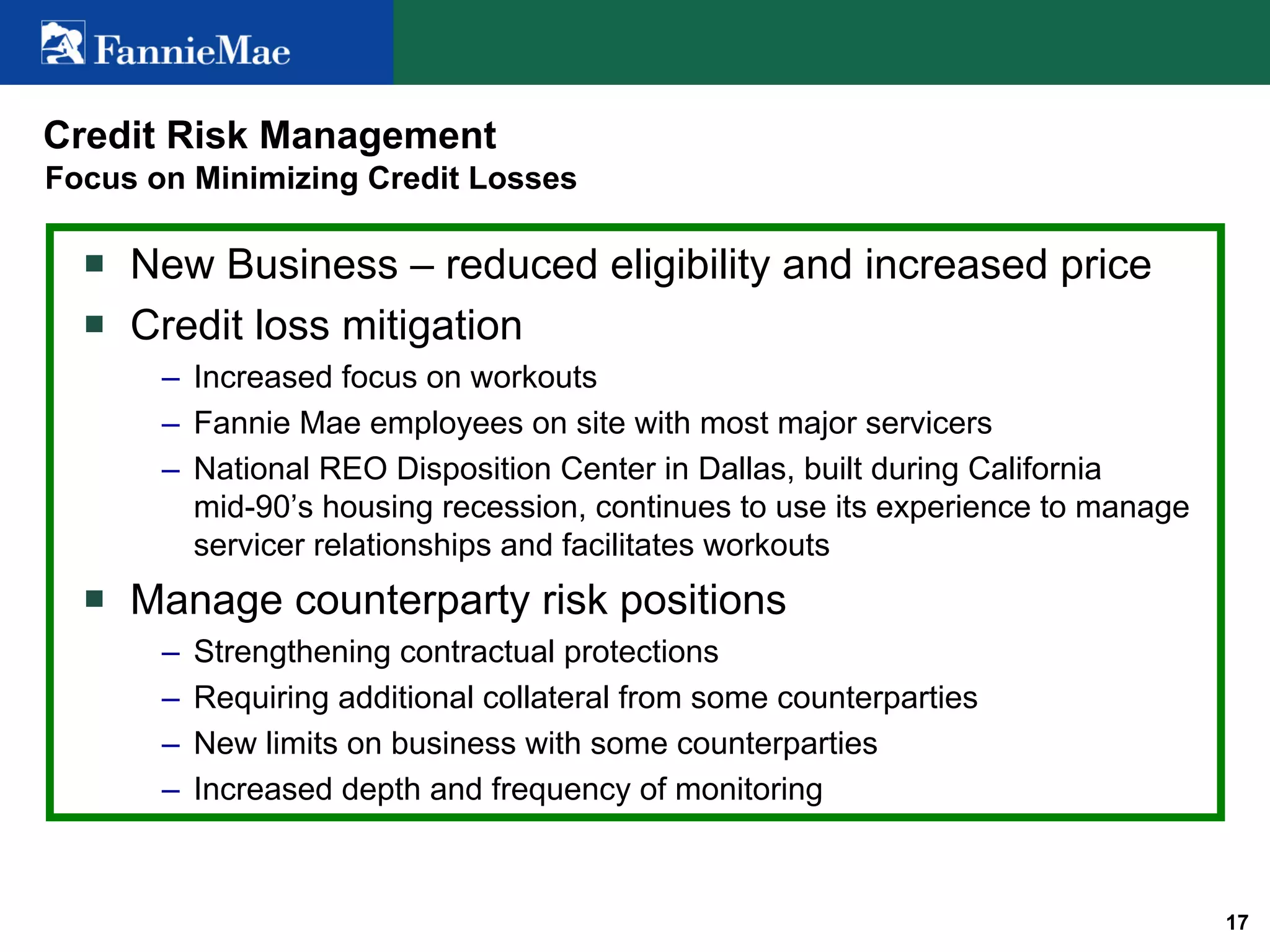 fannie mae Investor Summary