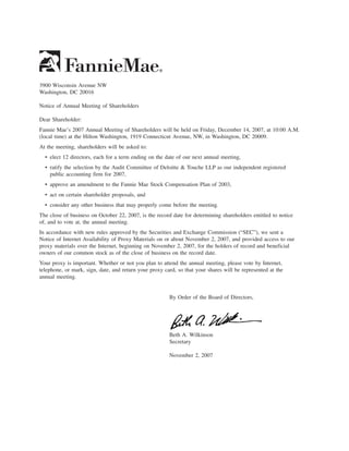 fannie mae Proxy Statement (2006