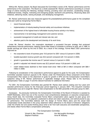 fannie mae Proxy Statement 2001