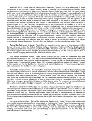 fannie mae Proxy Statement 2001