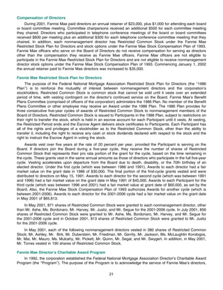 fannie mae Proxy Statement 2001