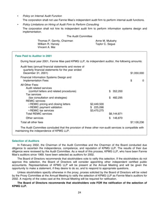 fannie mae Proxy Statement 2001