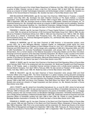 fannie mae Proxy Statement 2001