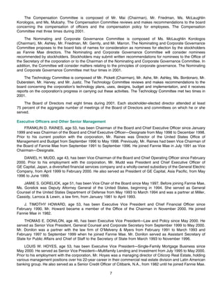 fannie mae Proxy Statement 2001