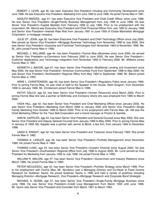 fannie mae Proxy Statement 2001